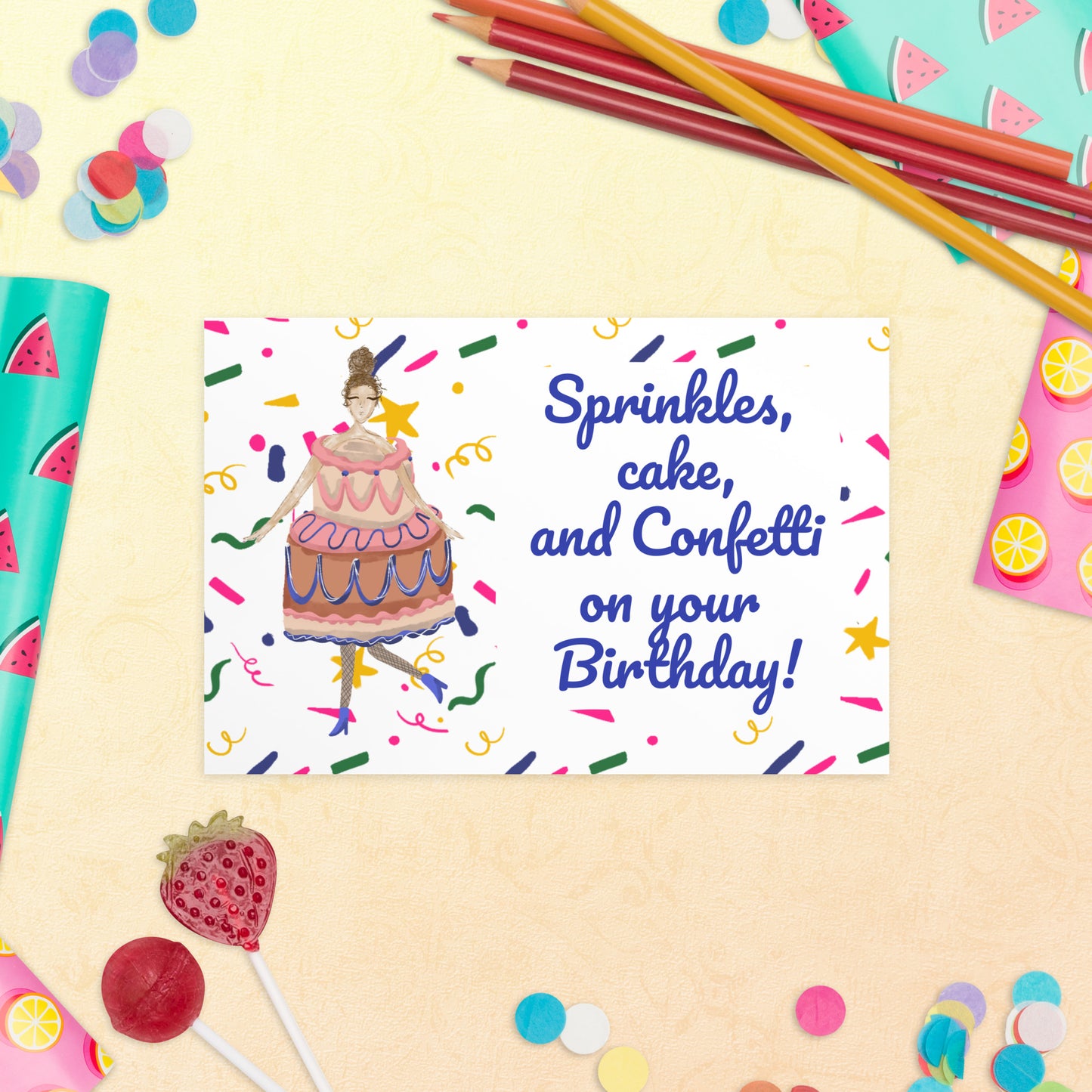 Sprinkles Cake Lady Postcard