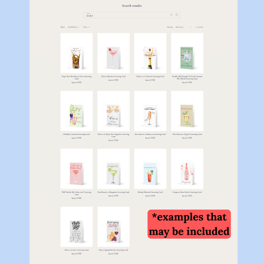 Alcohol Themed Greeting Cards Bundle 6 Pack