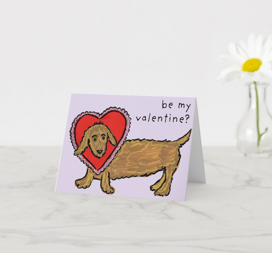 Be My Valentine Dachshund Card