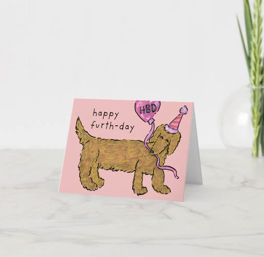 Happy Furth-day Birthday Dachshund Card