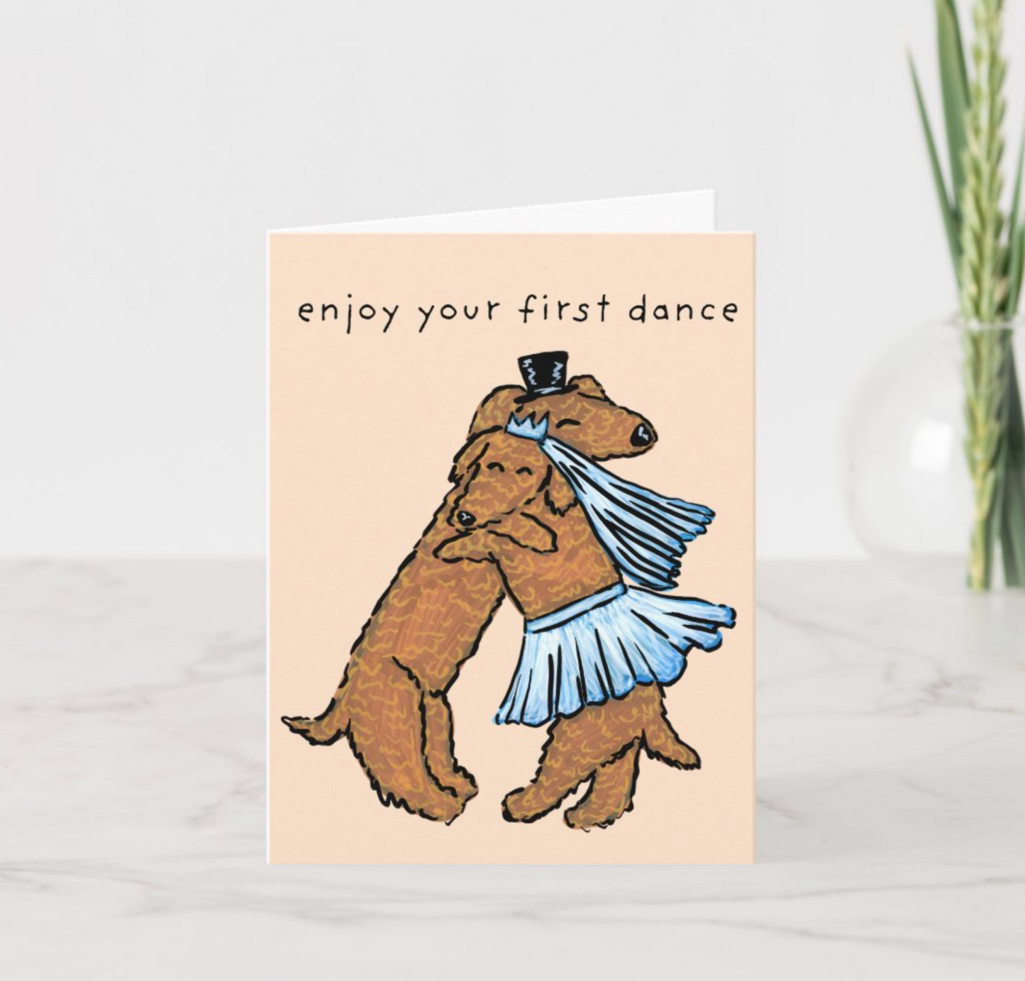 Dancing Bride & Groom Dachshunds Card