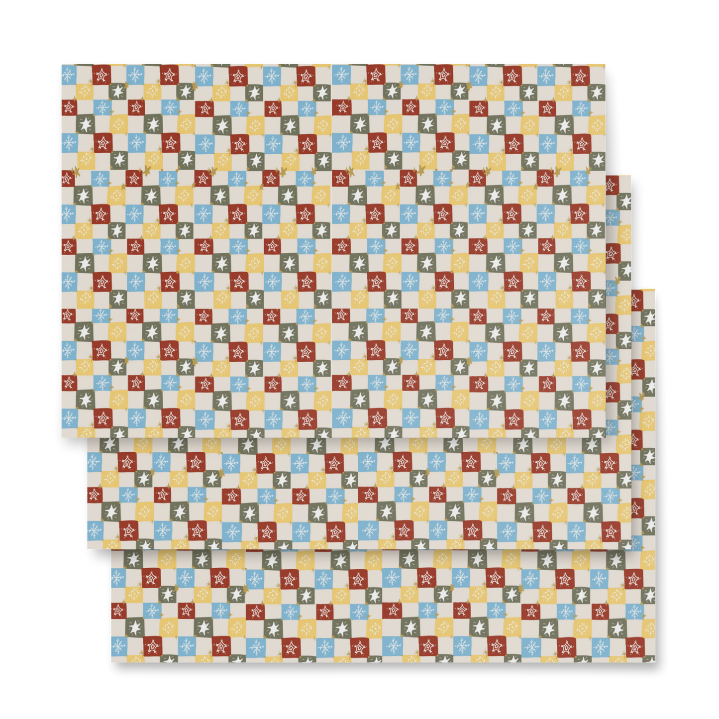 Stars in squares pattern wrapping paper sheets