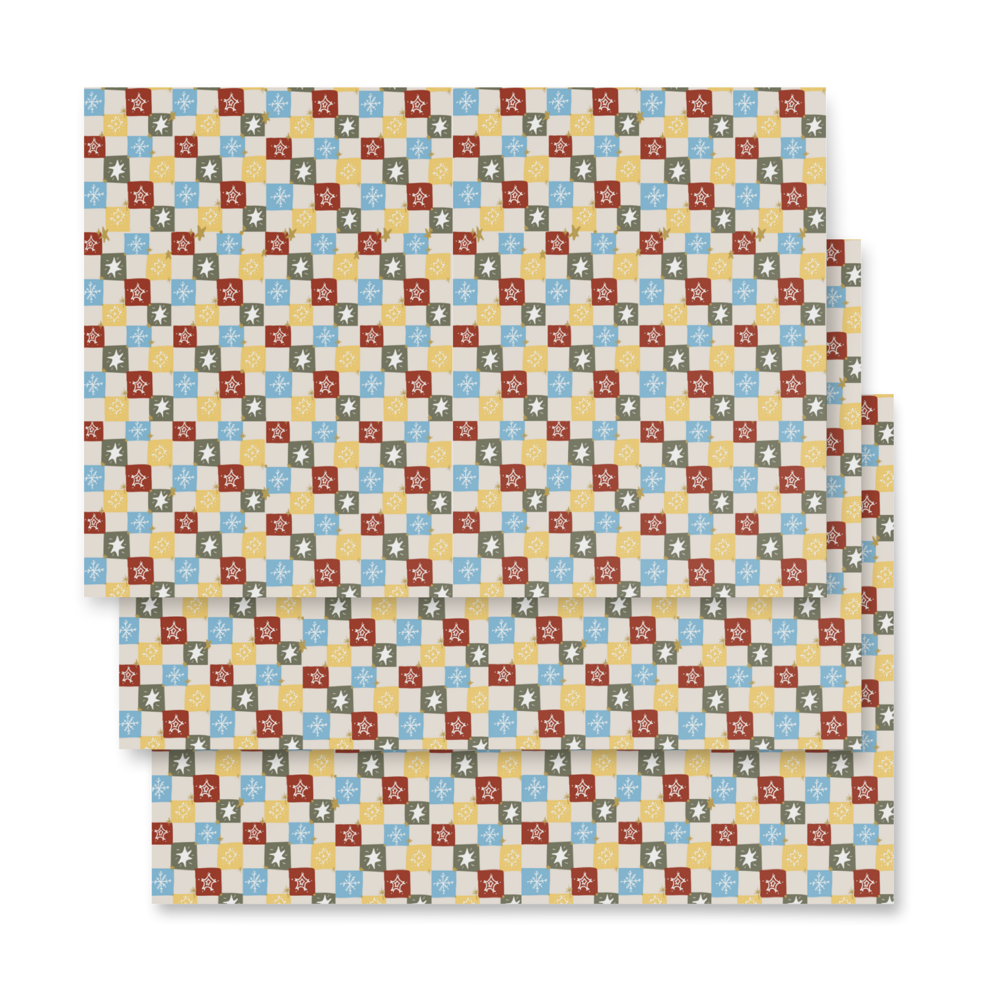 Stars in squares pattern wrapping paper sheets