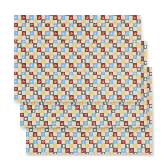 Stars in squares pattern wrapping paper sheets