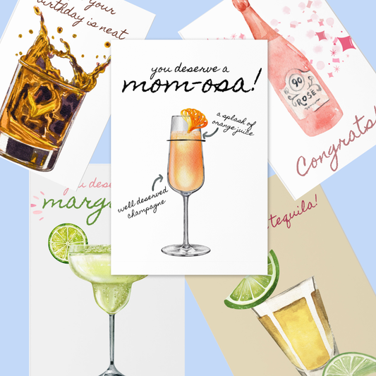 Alcohol Themed Greeting Cards Bundle 6 Pack