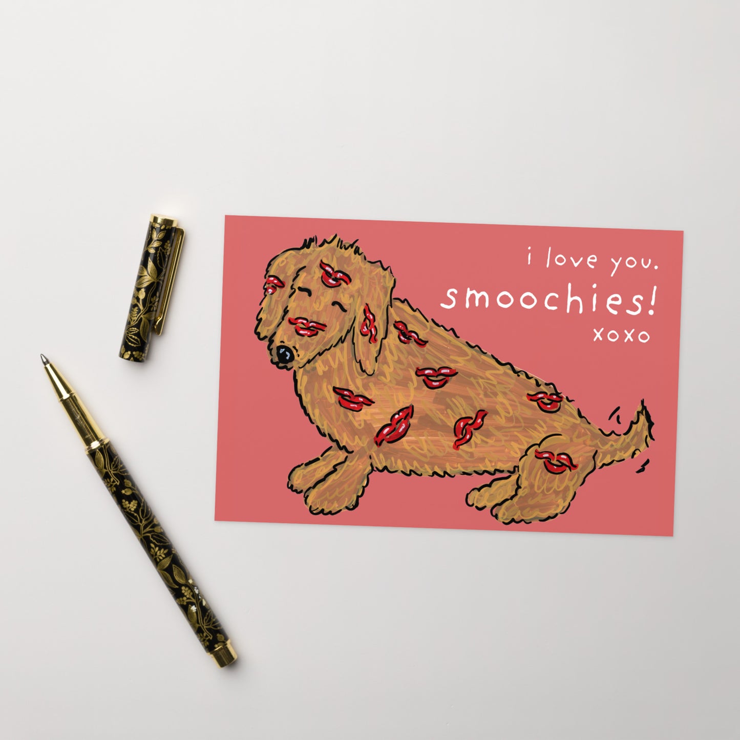I Love You Smoochies Dachshund Card