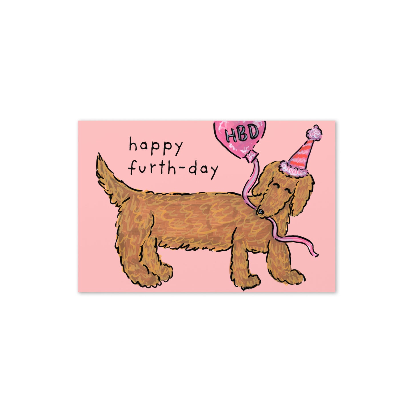 Happy Furth-day Birthday Dachshund Card