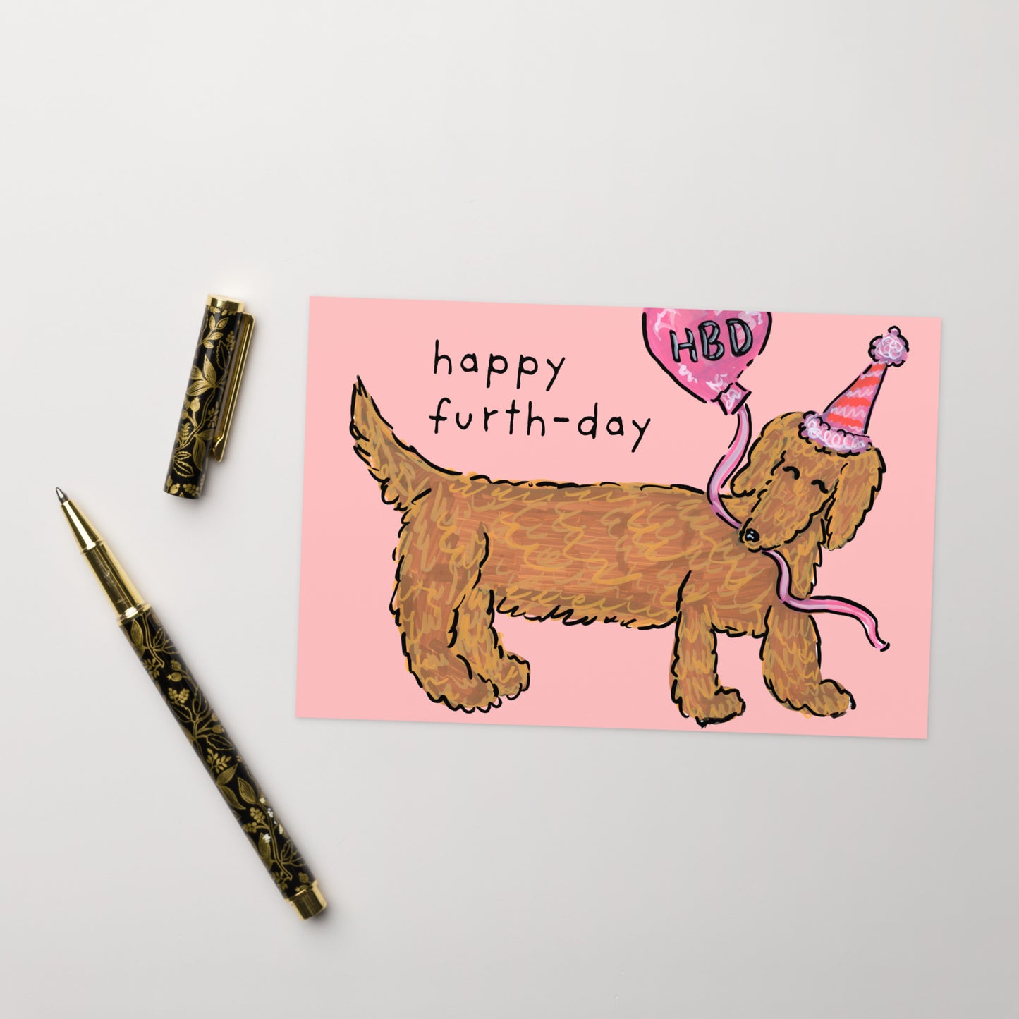 Happy Furth-day Birthday Dachshund Card
