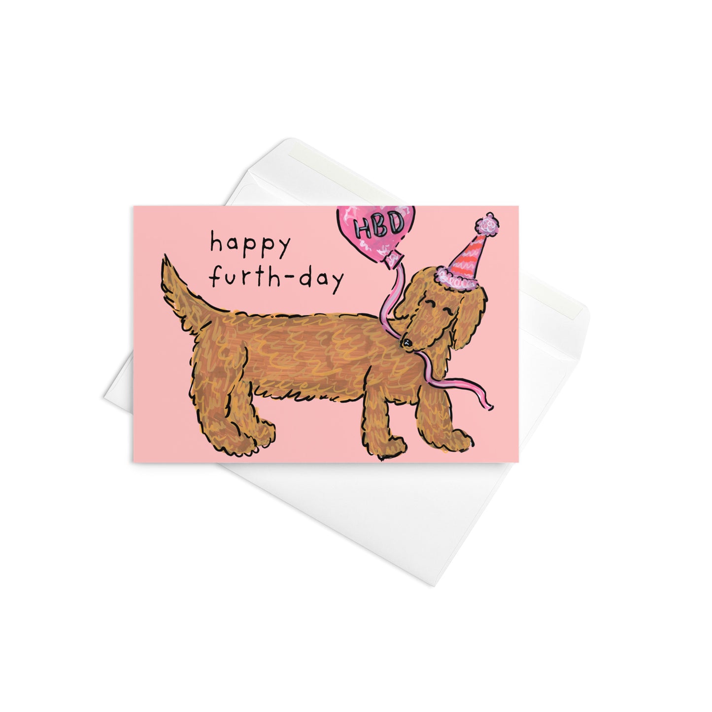 Happy Furth-day Birthday Dachshund Card