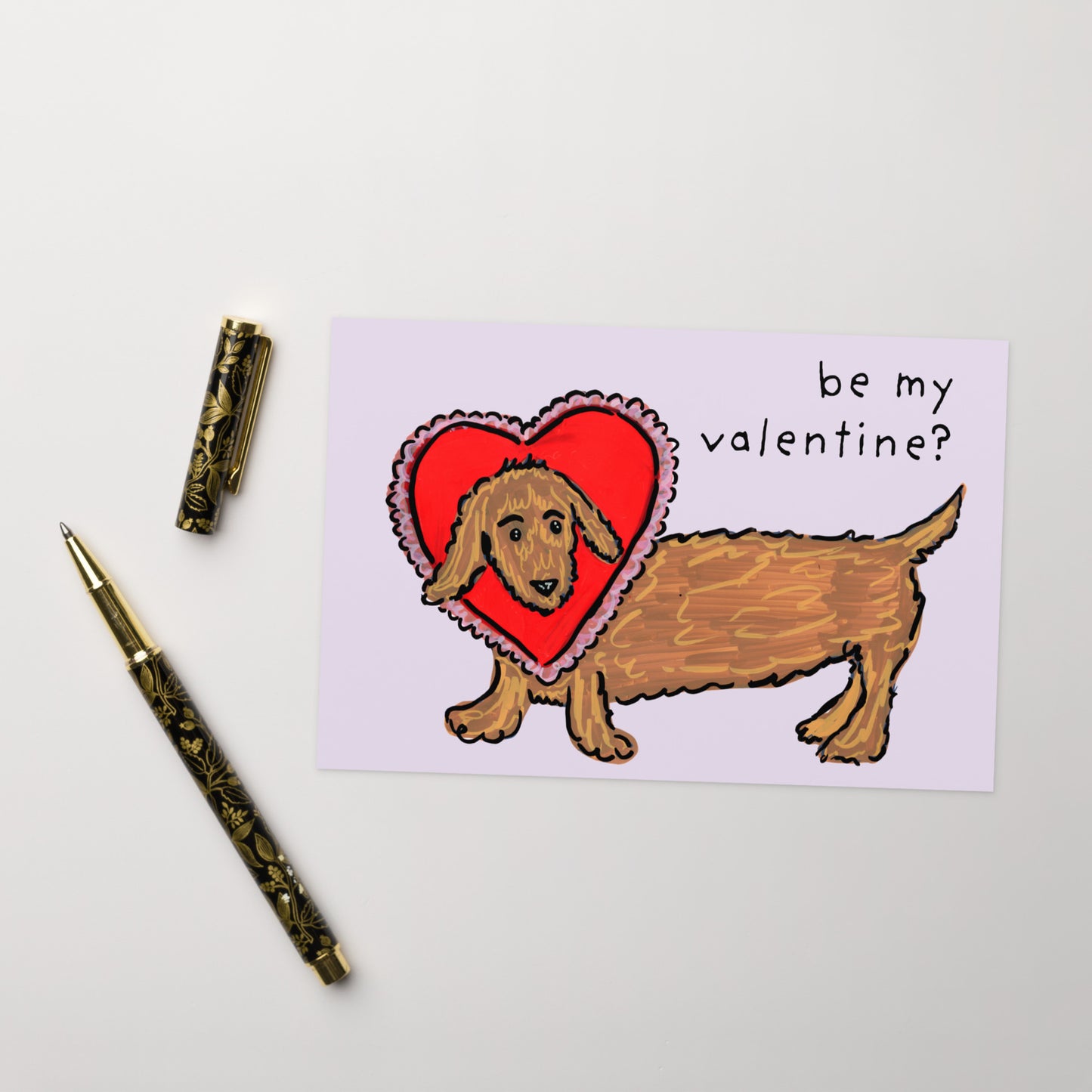 Be My Valentine Dachshund Card