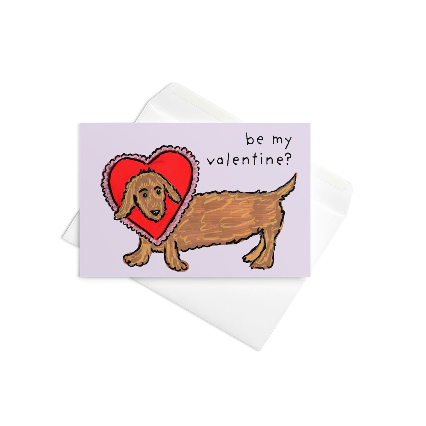 Be My Valentine Dachshund Card