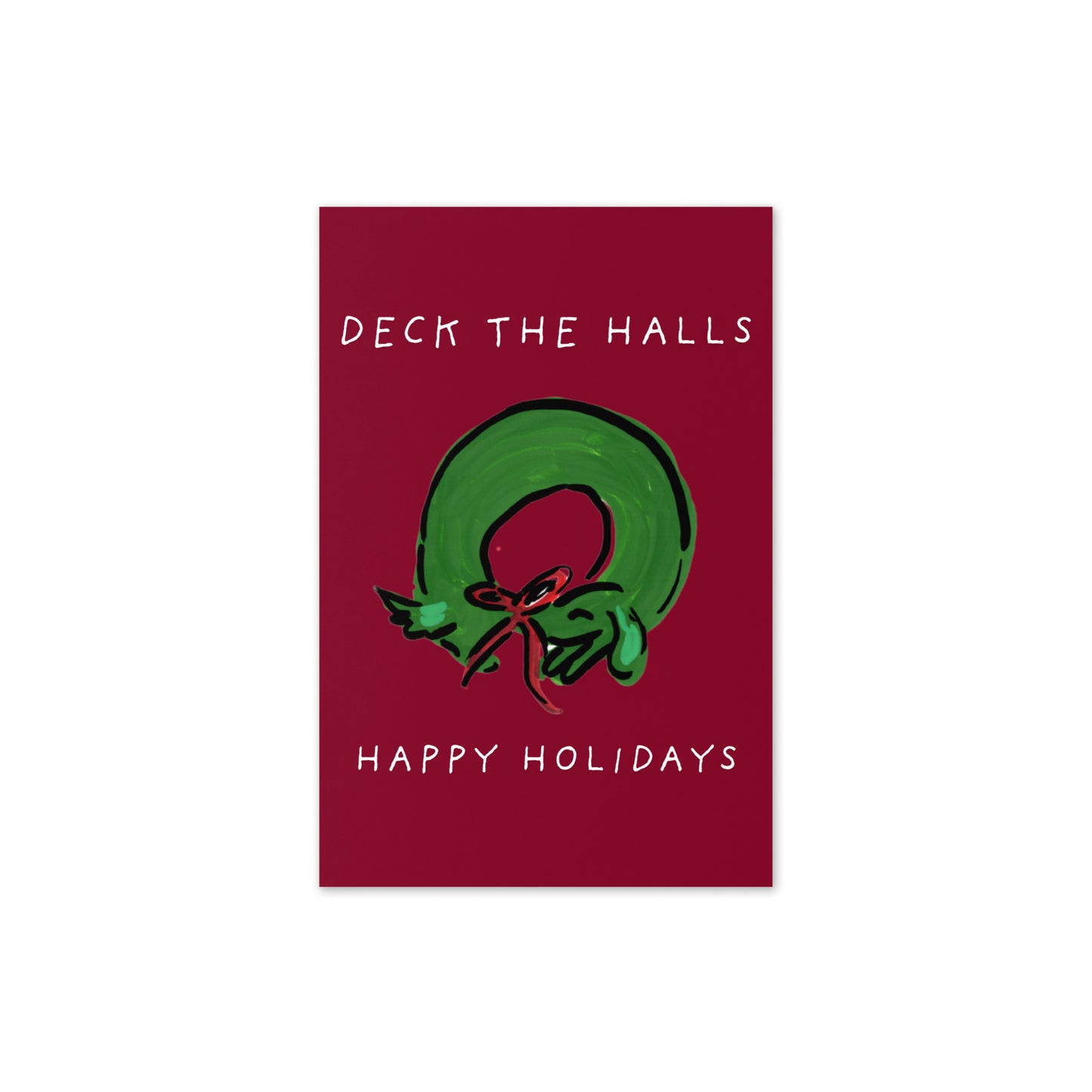 Deck the Halls Dachshund Christmas Wreath Card