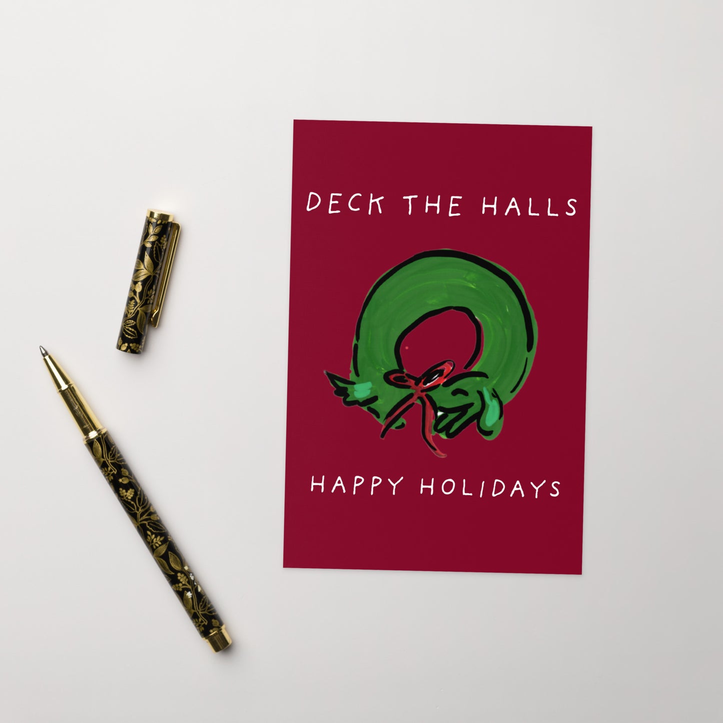 Deck the Halls Dachshund Christmas Wreath Card