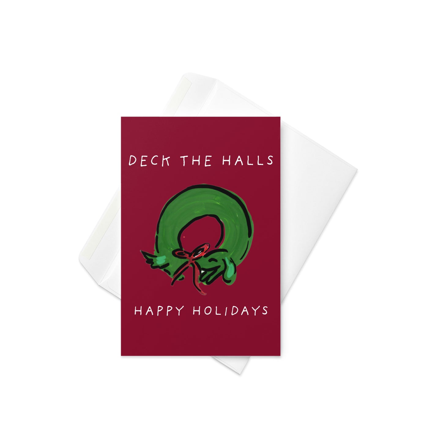Deck the Halls Dachshund Christmas Wreath Card
