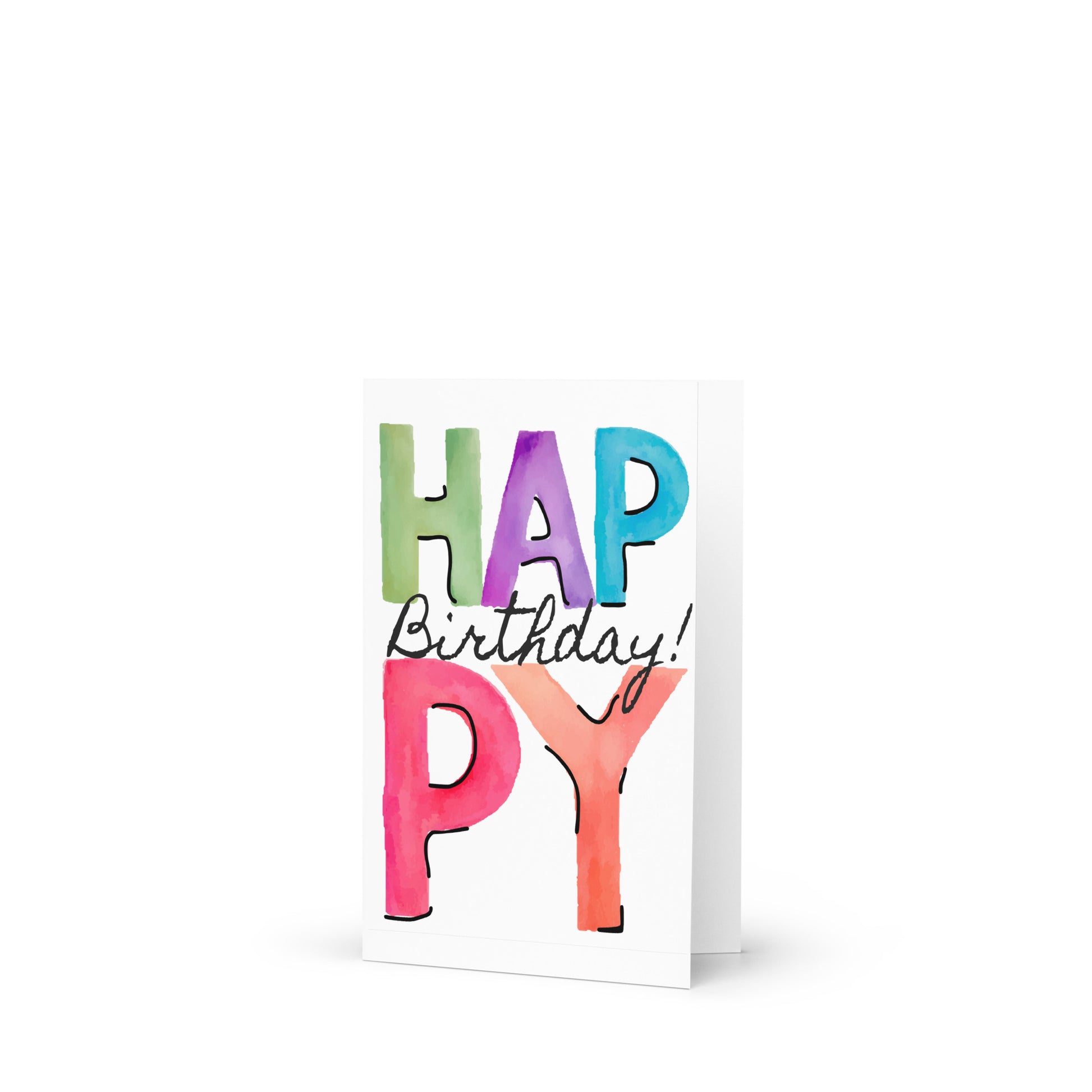 Colorful 'Happy Birthday!' card on a white background