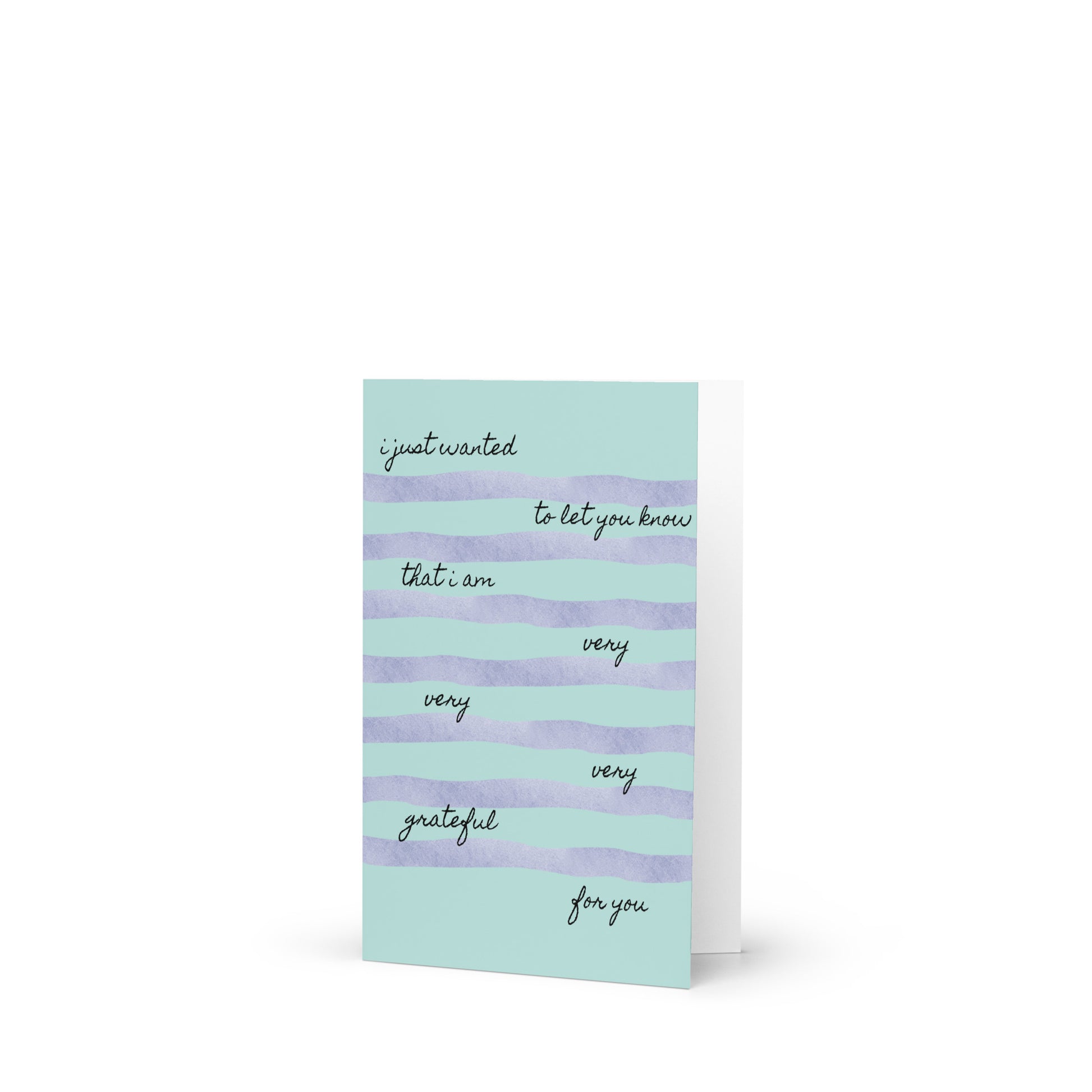 Greeting card with striped design and text on a white background