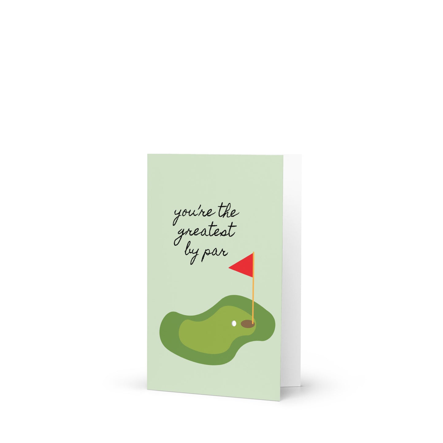Greeting card with golf design and text on a white background