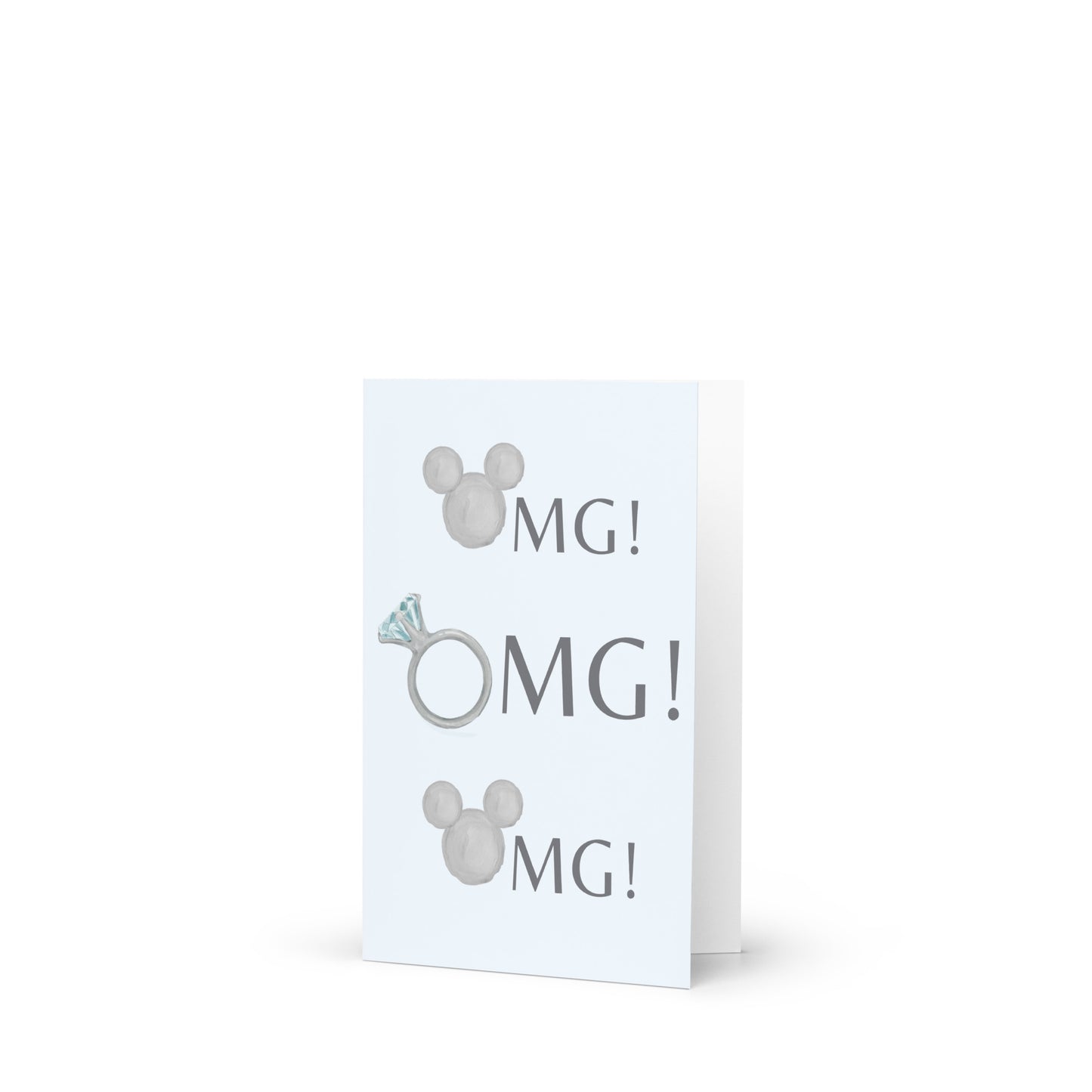 Greeting card with 'OMG!' text and Mouse icons on a white background