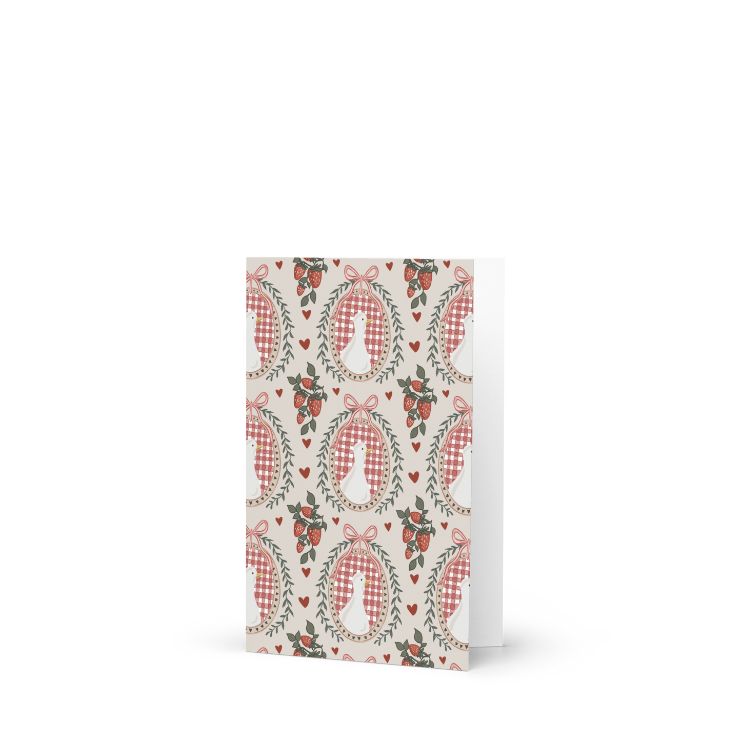 Greeting card with decorative goose pattern on a ivory background