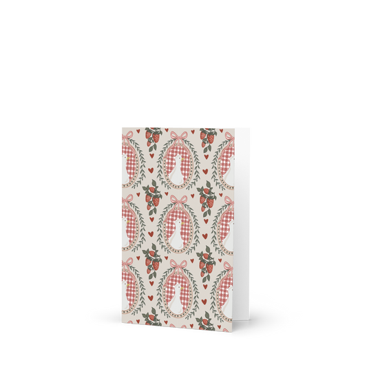 Greeting card with decorative goose pattern on a ivory background