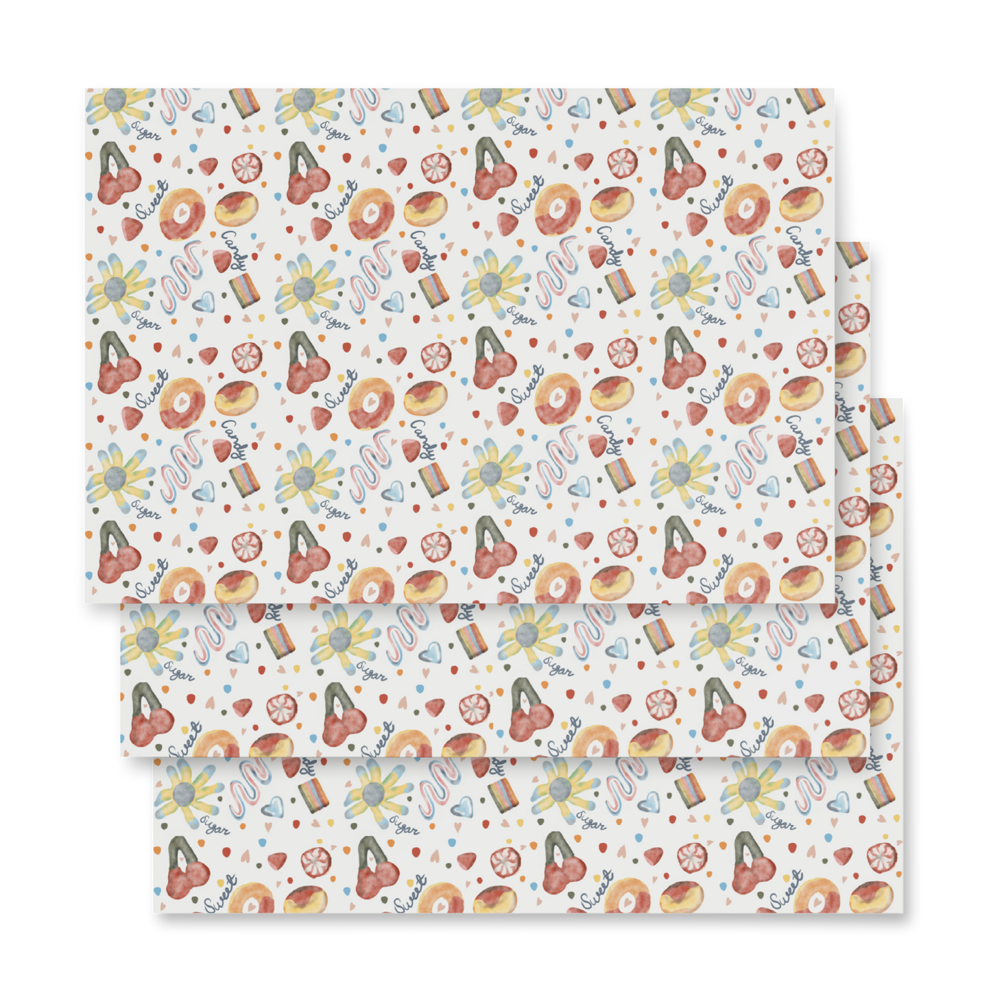 3 sheets of sugary candy pattern wrapping paper