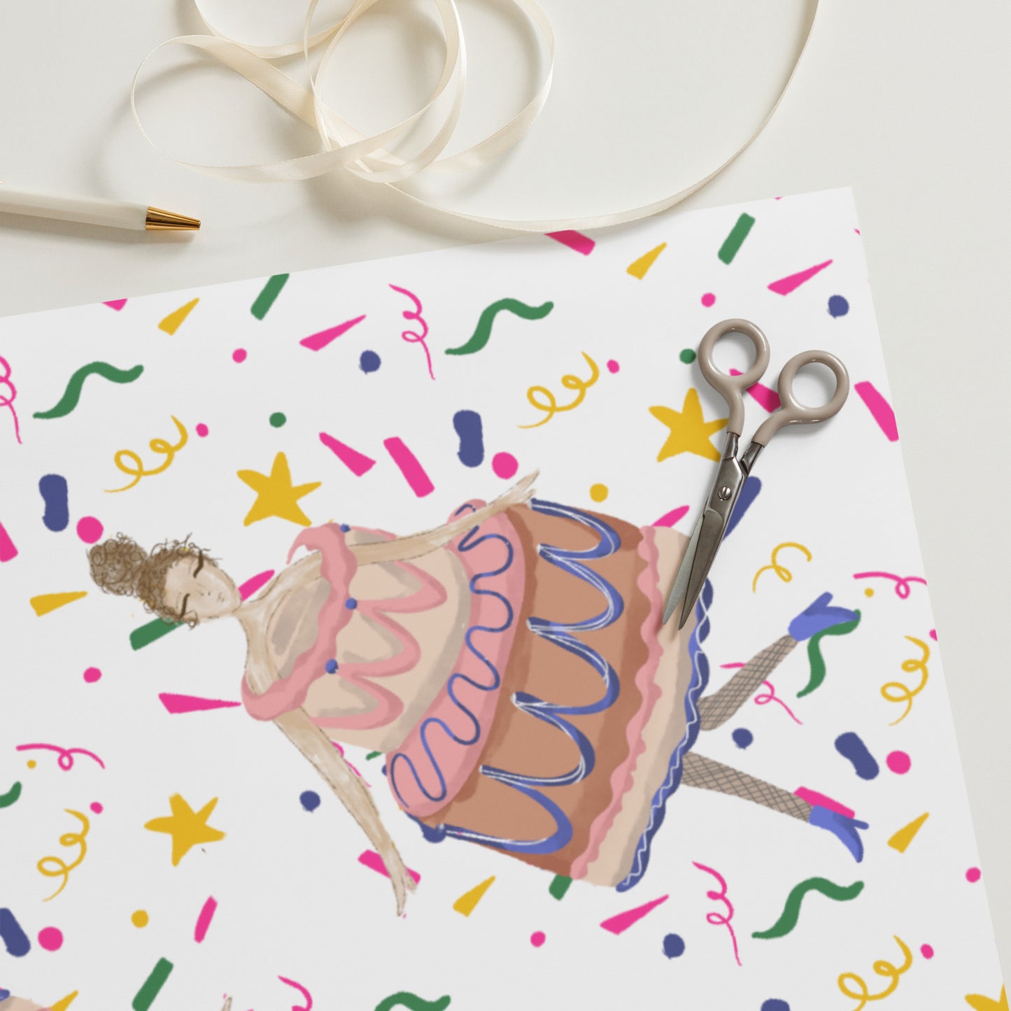Sprinkle Cake Lady Wrapping Paper