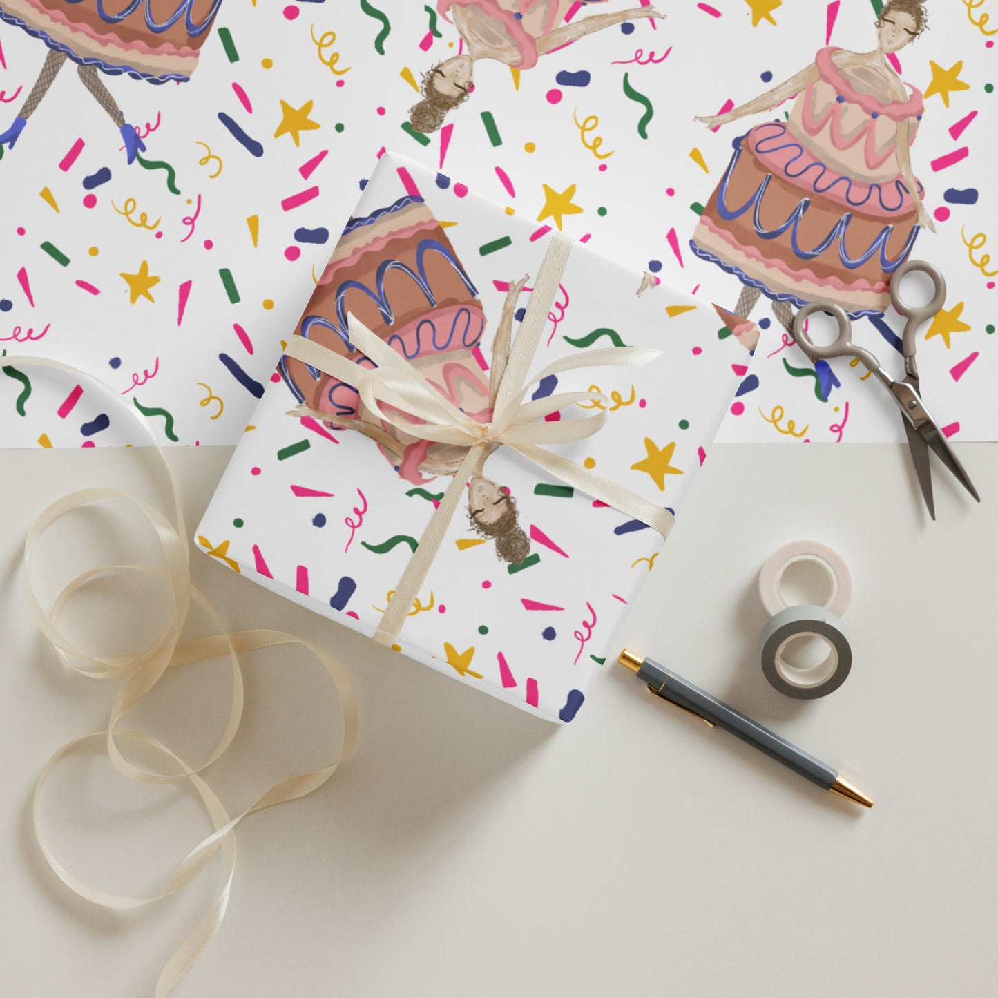 Sprinkle Cake Lady Wrapping Paper