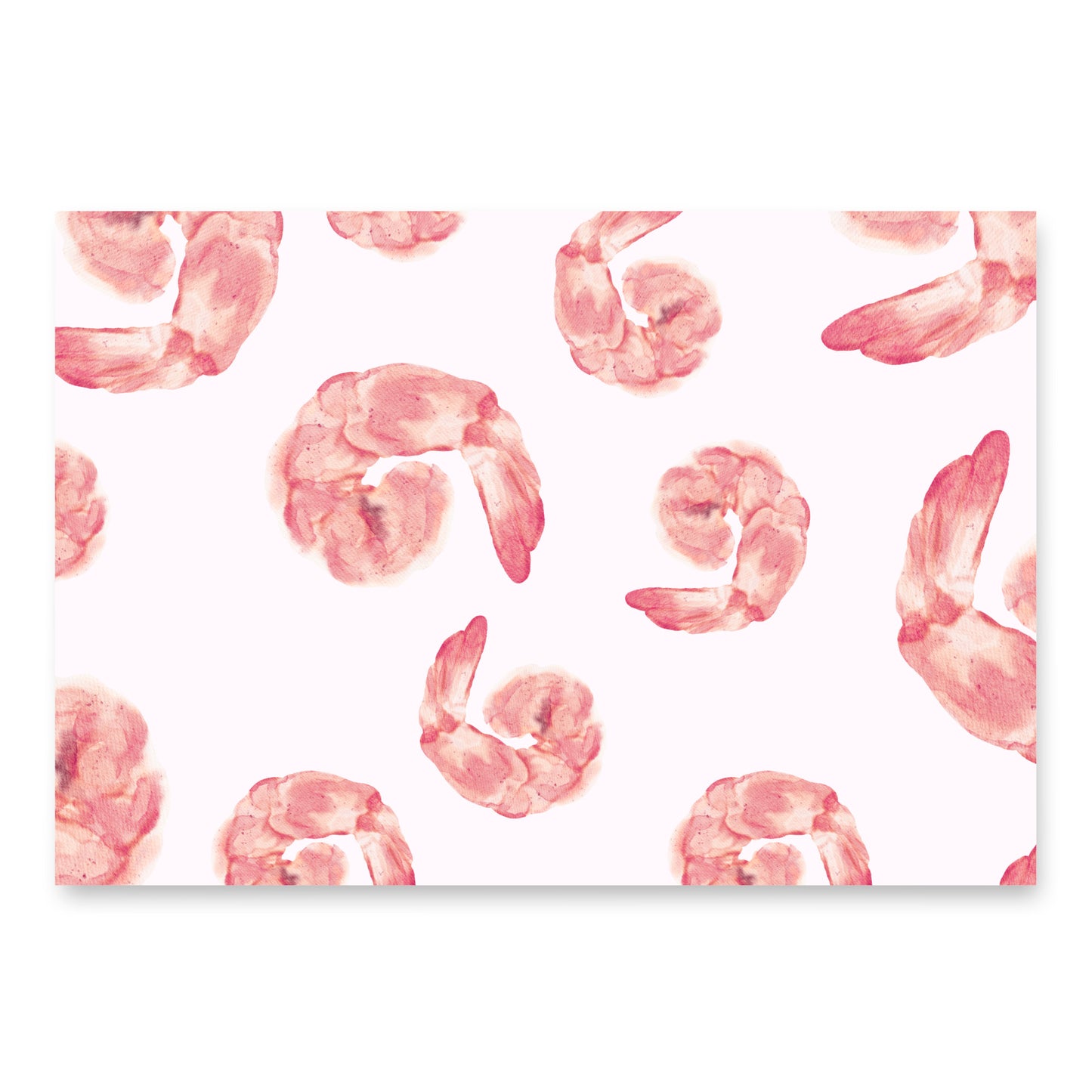 Pattern of pink shrimp on a white background