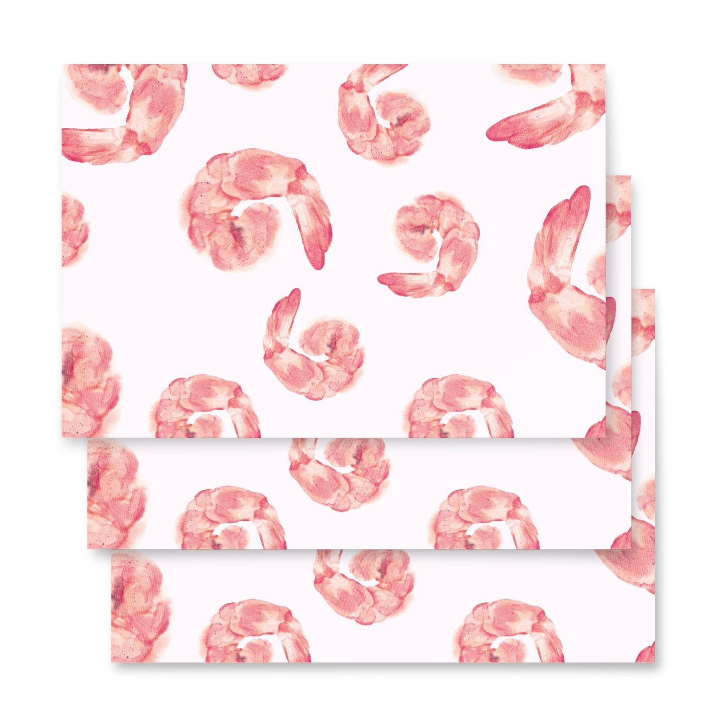Pattern of pink shrimp on a white background