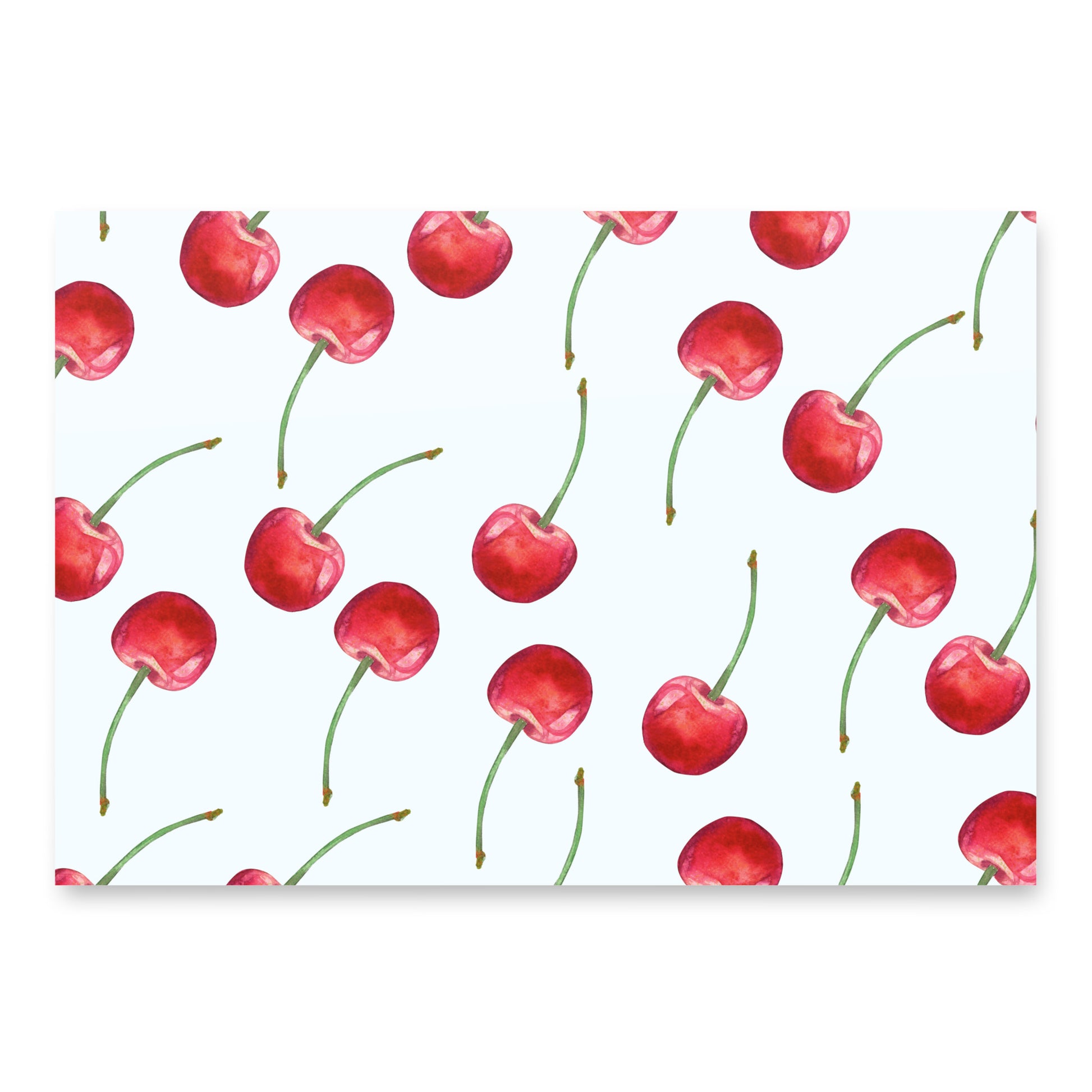 Pattern of red cherries on a white background