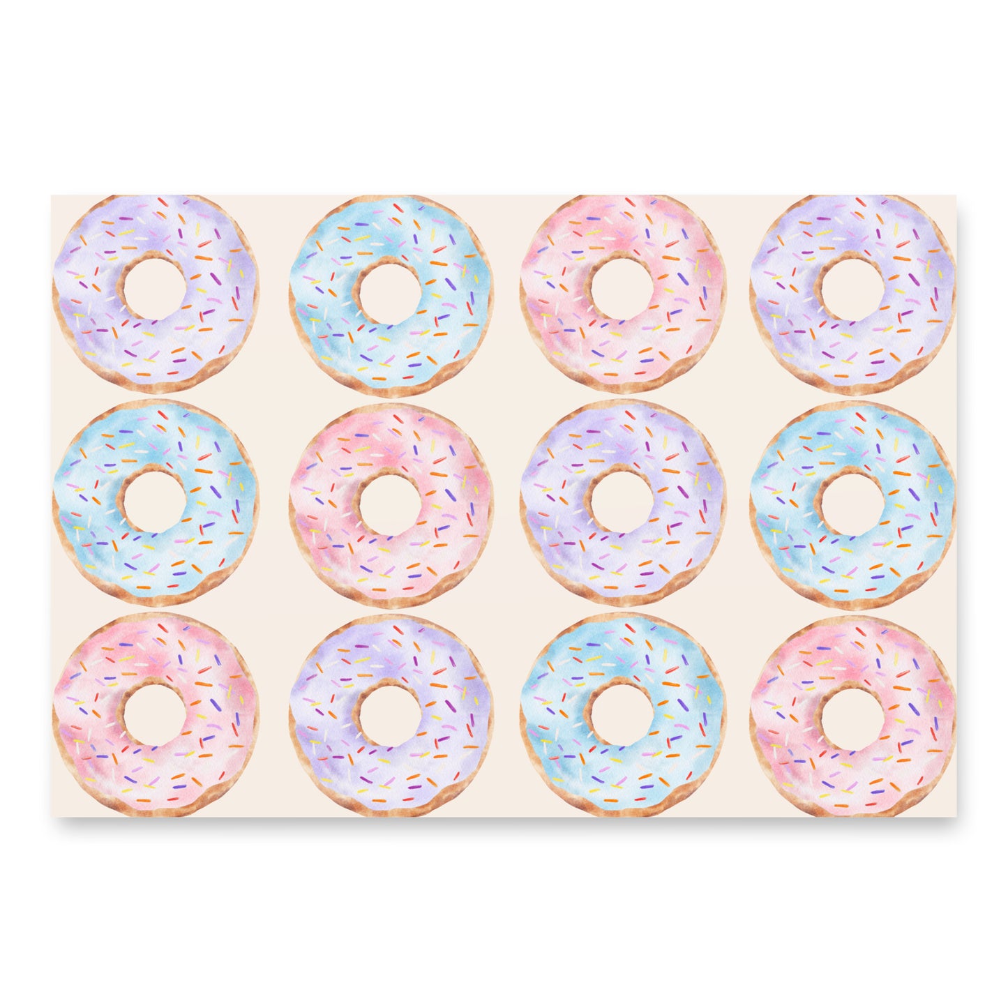 Pastel-colored donut-shaped cookies on a white background