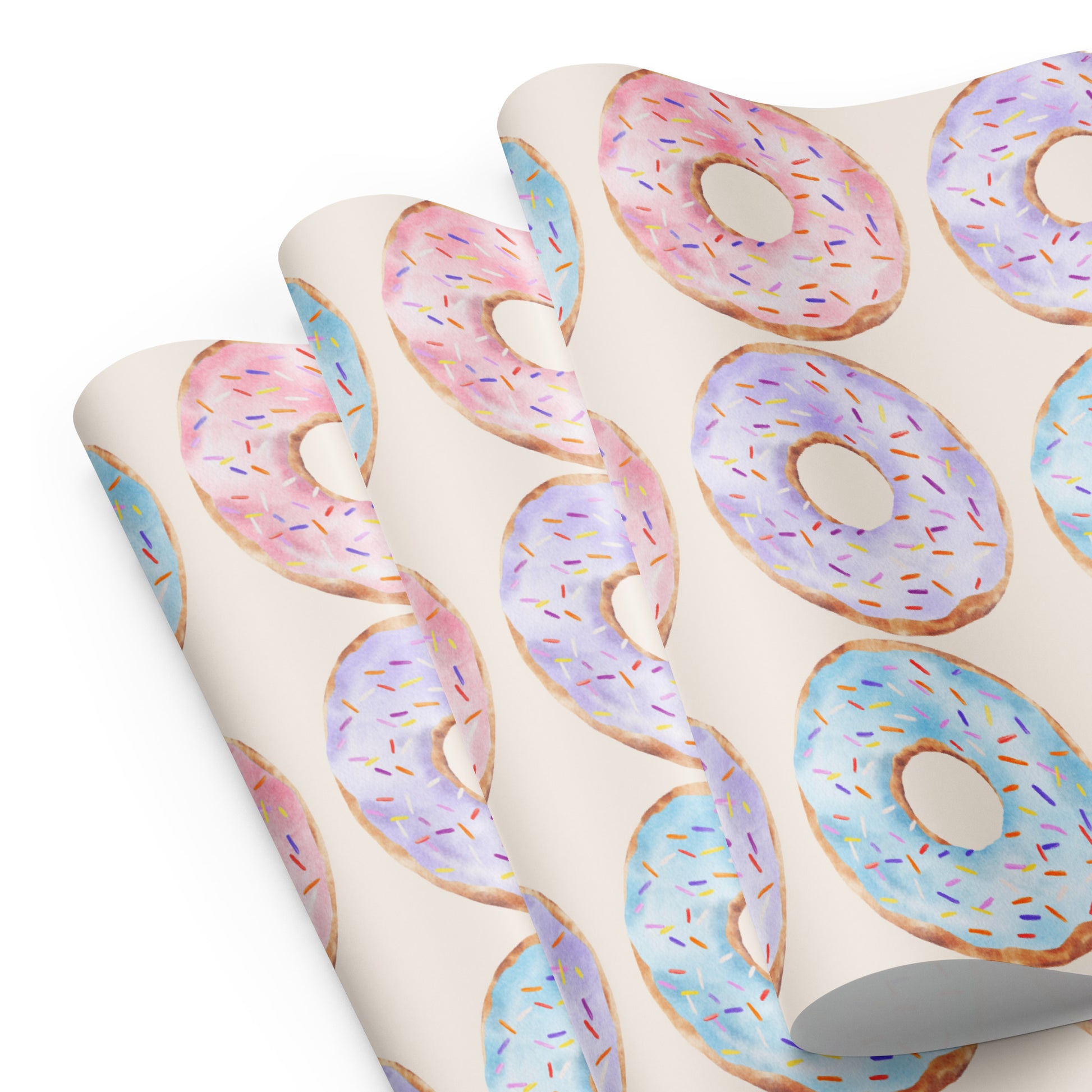 Donut-patterned product on a white background