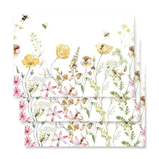 Floral design with bees on a white background