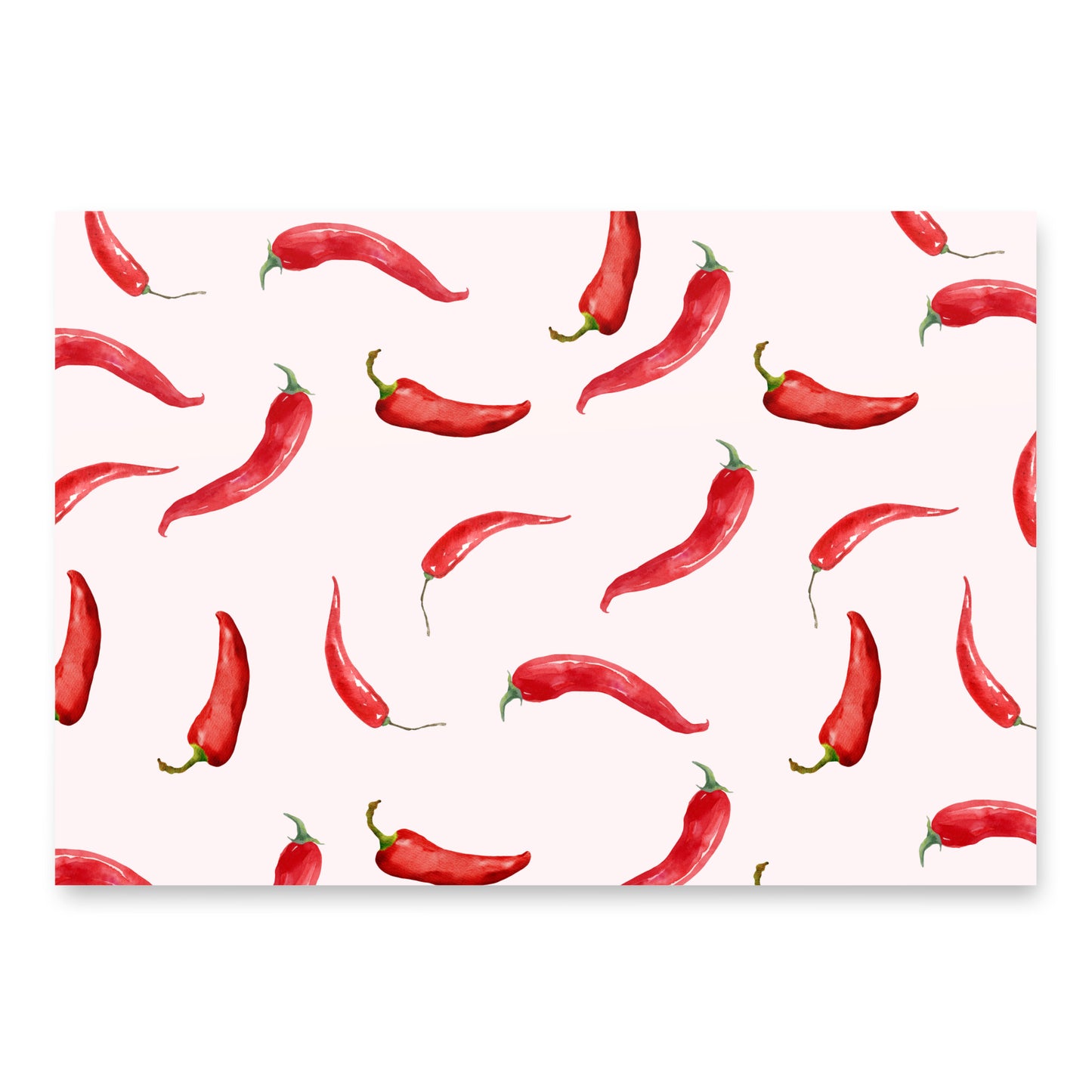 Pattern of red chili peppers on a white background